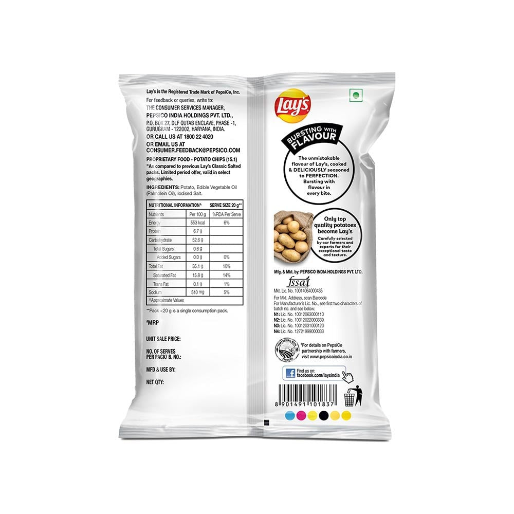 Lay's Classic Salted Potato Chips : 48 g