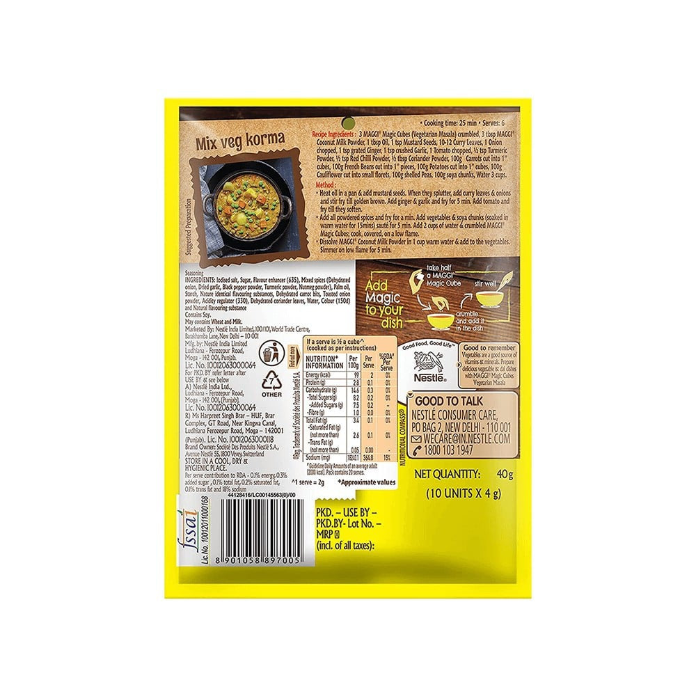 Maggi Magic Cubes-Vegetarian Masala (10 Cubes) : 40 g