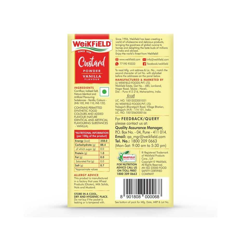 Weikfield Custard Powder Vanilla Flavour : 100 g