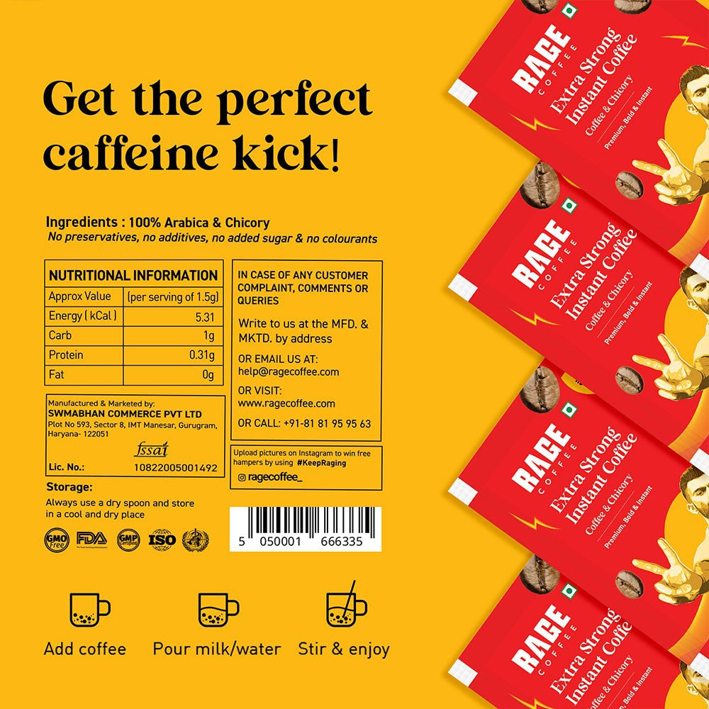 Rage Coffee Extra Strong Premium Blend Coffee Bags : 1 pack (50 pieces)