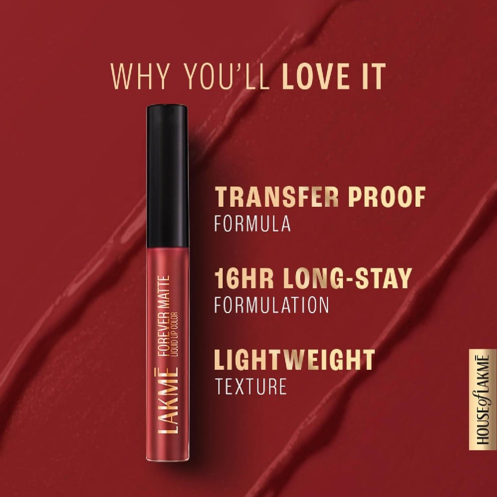 Lakme Forever Matte Liquid Lip Colour (Red Revival) : 5.6 ml