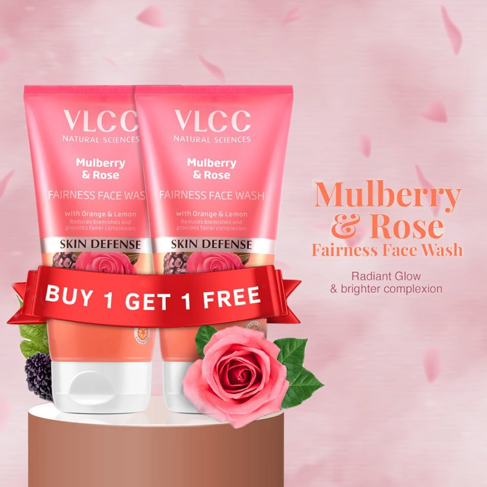 VLCC Mulberry & Rose Fairness Face Wash - Buy 1 Get 1 Free : 2x150 ml