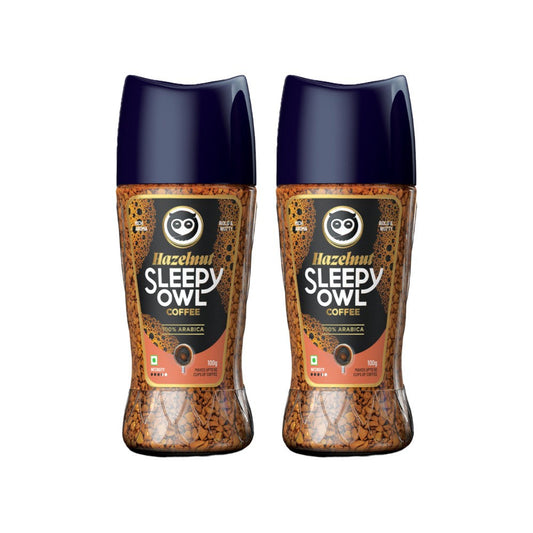 Sleepy Owl Hazelnut 100% Arabica Instant Flavoured Coffee - Pack of 2 : 2 x 100 g