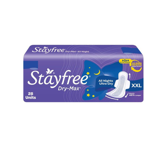 Stayfree Dry Max All Night Sanitary Pads (XL/XXL) : 28 units
