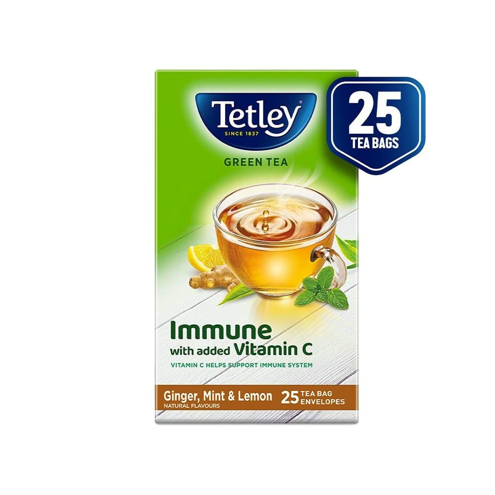 Tetley Ginger, Mint & Lemon Green Tea Bags (Immune with added Vitamin C) - Pack of 2 : 2 x 25 pieces