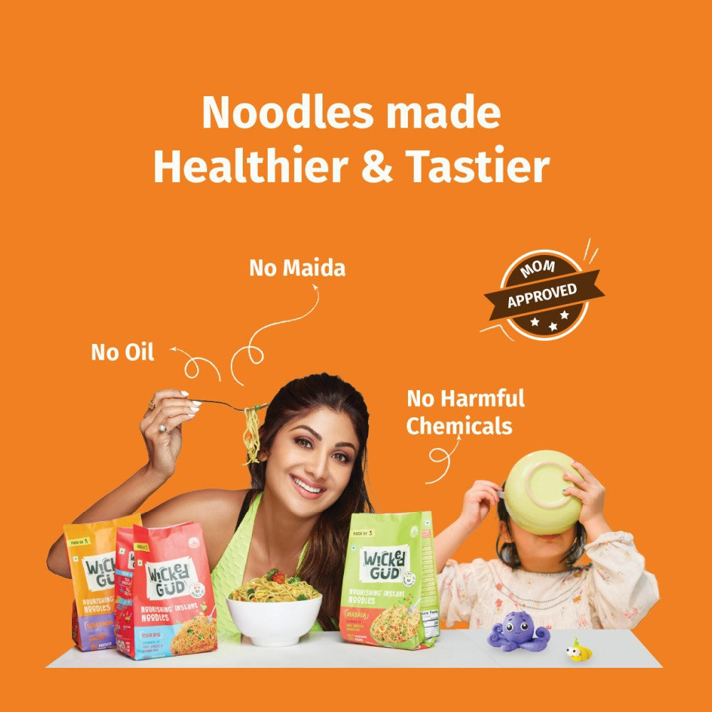 WickedGud Schezwan Nourishing No Maida & No Oil Instant Noodles - Pack of 3 : 3 x 69 g
