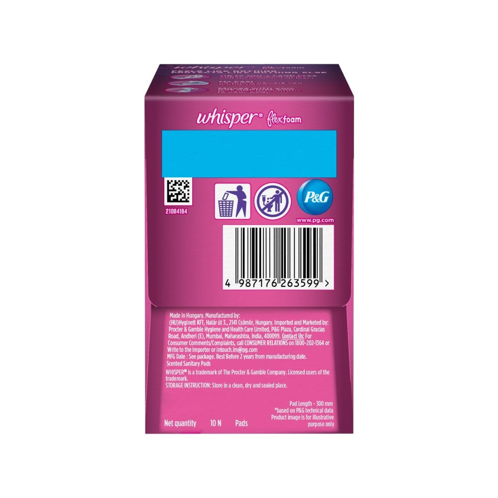 Whisper Flexfoam Sanitary Pads : 10 pieces