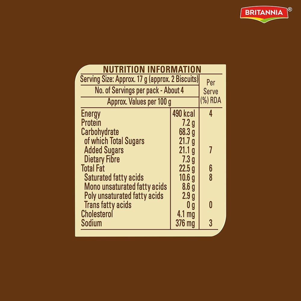 Britannia NutriChoice Oats Chocolate & Almond Biscuit (0% Maida) : 75 g