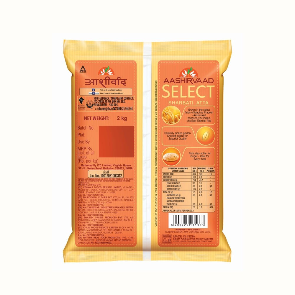 Aashirvaad Select 100% MP Sharbati Atta : 2 kg