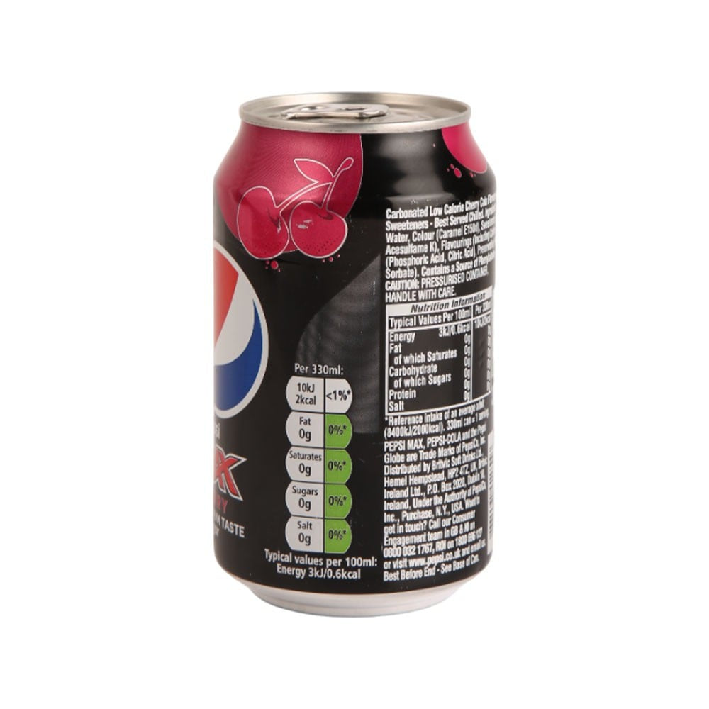 Pepsi Max Cherry No Sugar Soft Drink : 330 ml