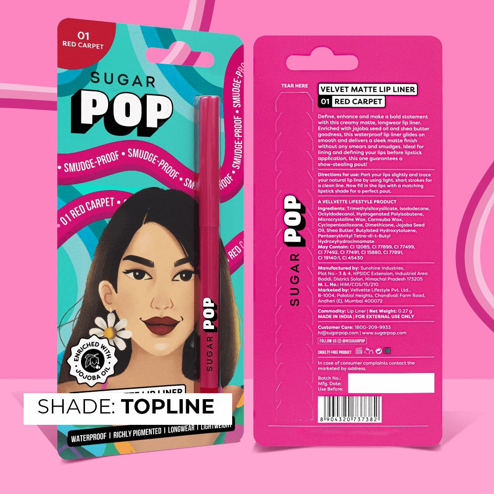 SUGAR POP Velvet Matte Lip Liner (01 Red Carpet) : 0.27 g