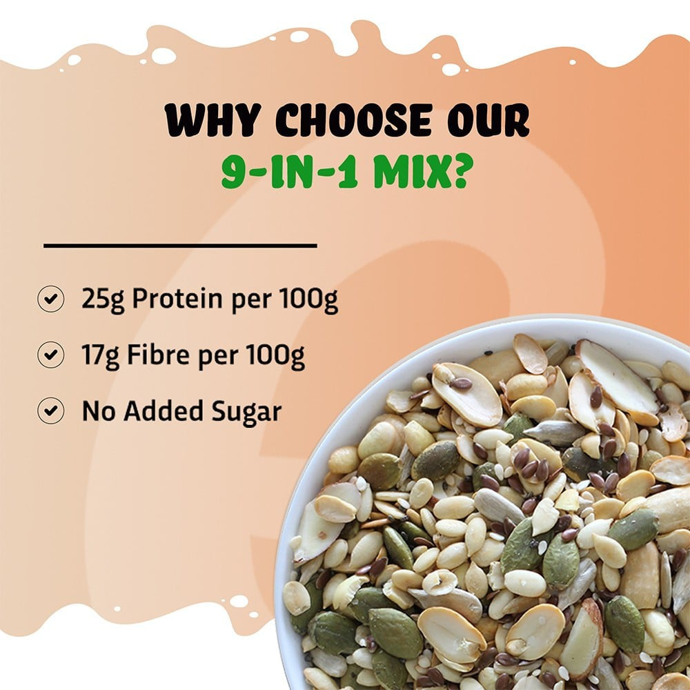 True Elements 9-In-1 Mix Nuts, Seeds & Dry Fruits - High in Protein - Pack of 2 : 2 x 125 g
