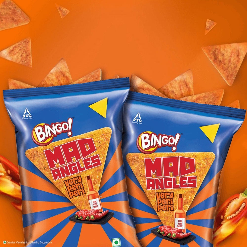 Bingo Mad Angles Very Peri Peri Crisps - Pack of 2 : 2 x 117 g