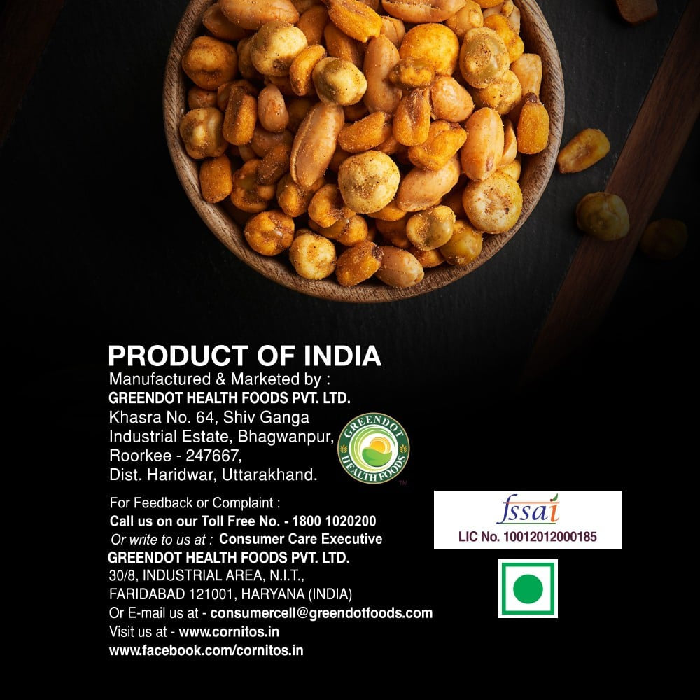 Cornitos Pop n Crunch Party Nut Mix - Salted Peanuts, Corn Nut & Coated Green Peas - Pack of 2 : 2 x 180 g