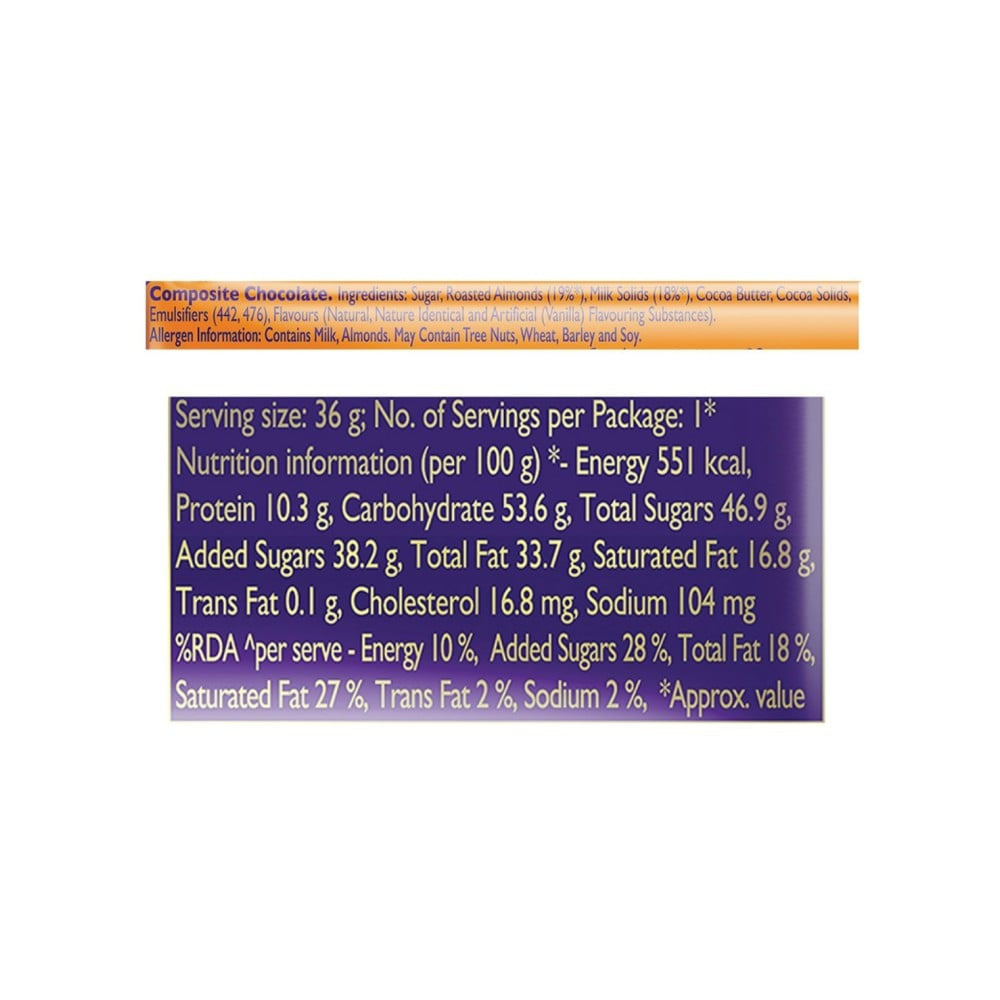 Cadbury Dairy Milk Roast Almond Flavoured Chocolate Bar - Pack of 3 : 3 x 36 g