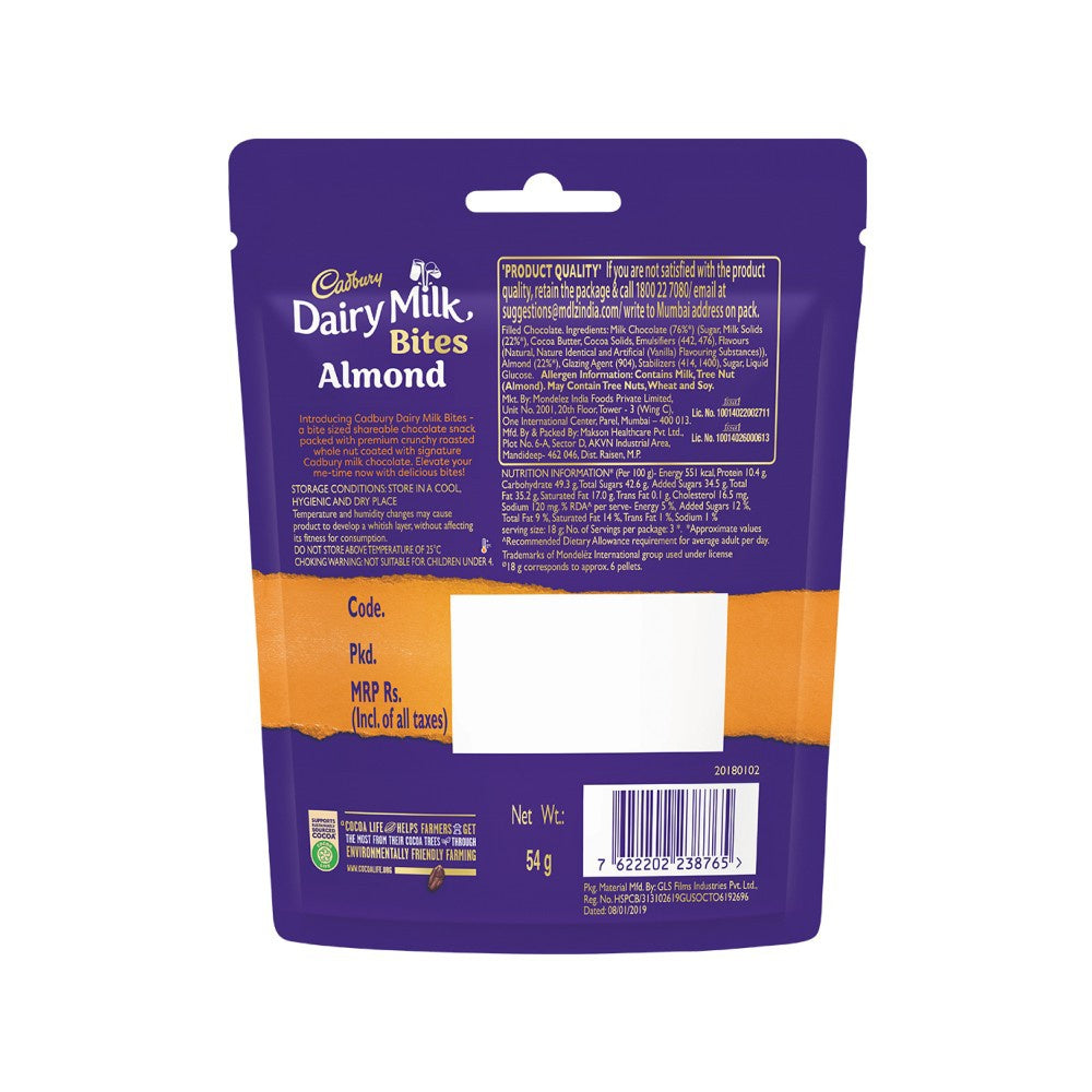 Cadbury Dairy Milk Bites Assorted Chocolate Pack - Almond : 40 g