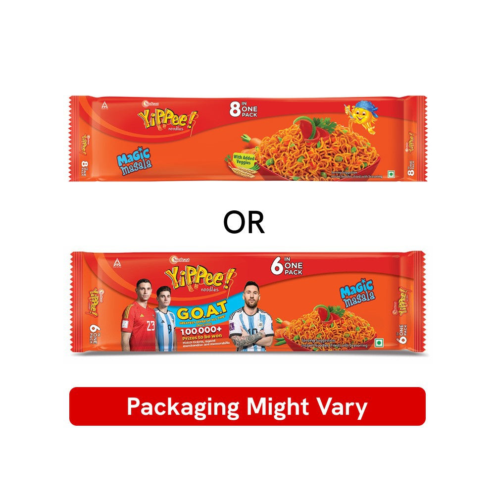 Yippee Magic Masala Instant Noodles with Added Veggies : 1 pack (8 pieces x 60 g)