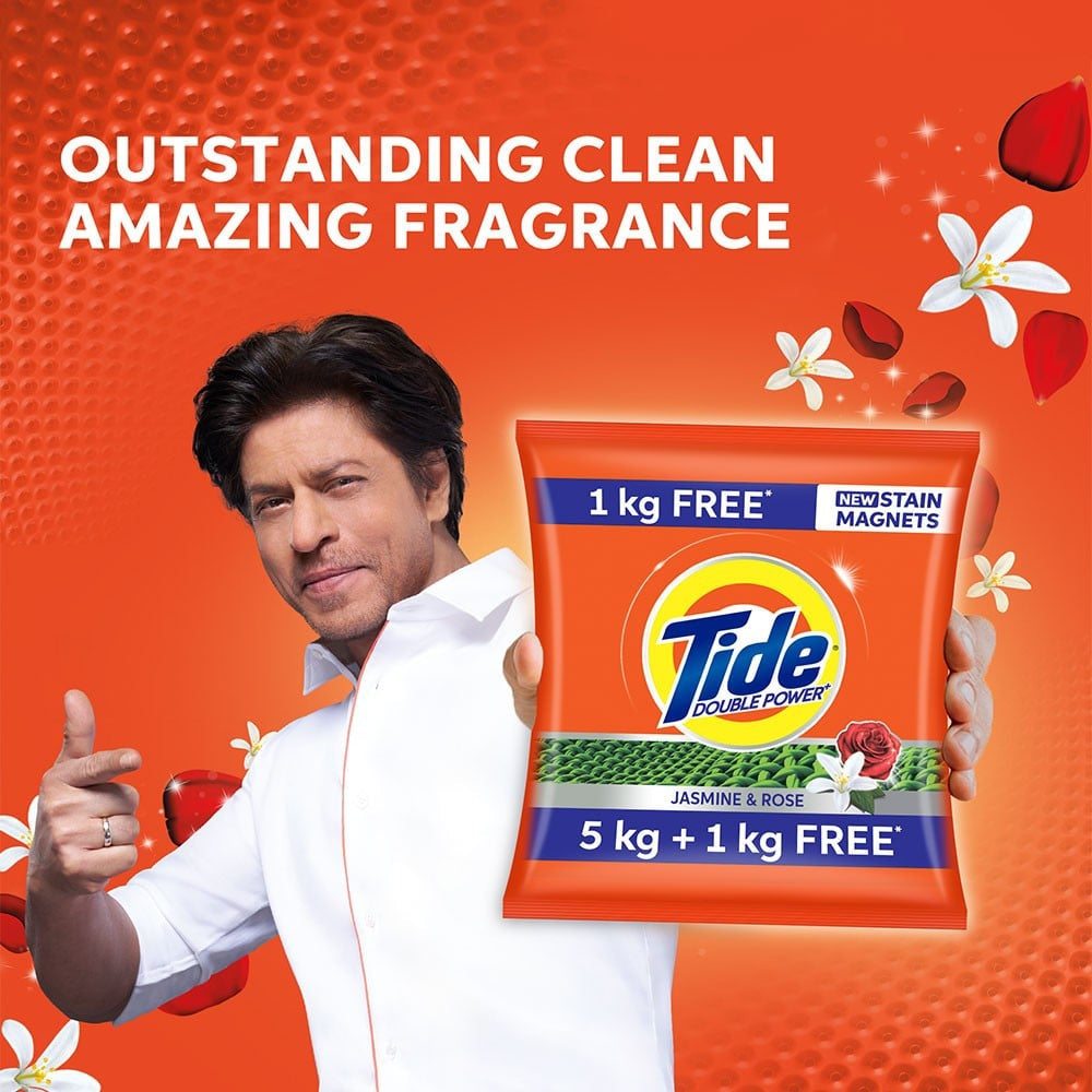 Tide Double Power Detergent Powder (Jasmine & Rose) : 5 kg + 1 kg