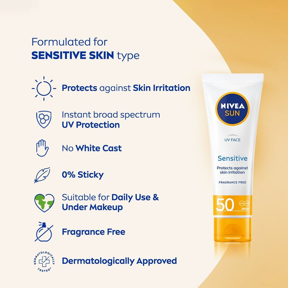 Nivea Sensitive UV Face Sunscreen (SPF 50) : 50 ml