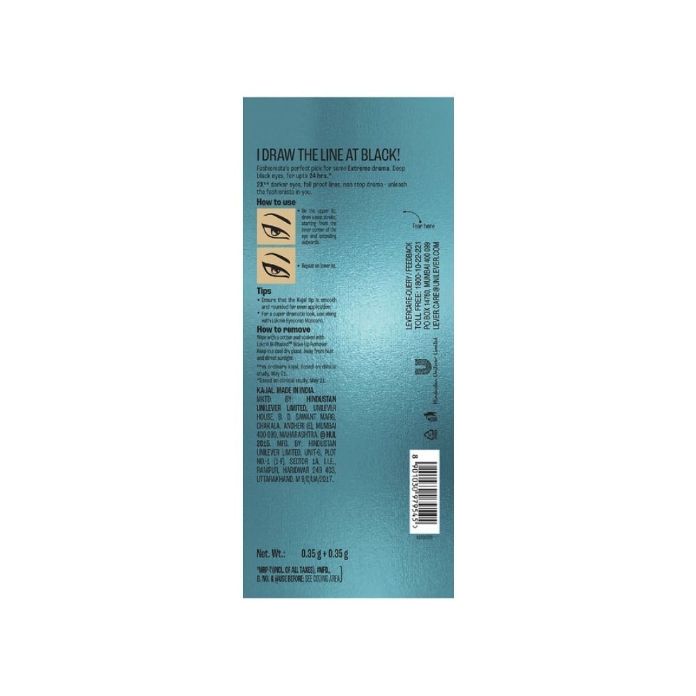 Lakme Eyeconic Kajal Twin Pack (Deep Black) : 2 x 0.35 g