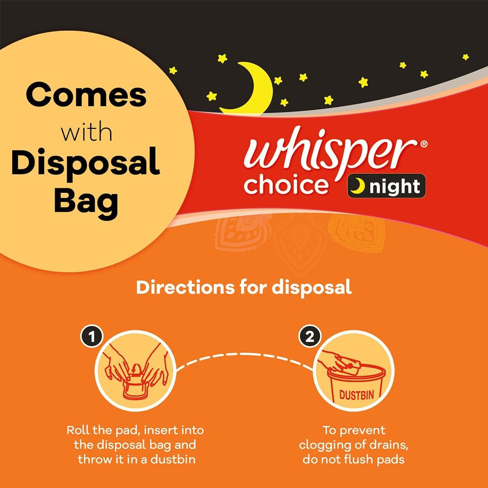 Whisper Choice Nights Sanitary Pads - Pack of 2 : 2 x 1 pack (16 pieces)