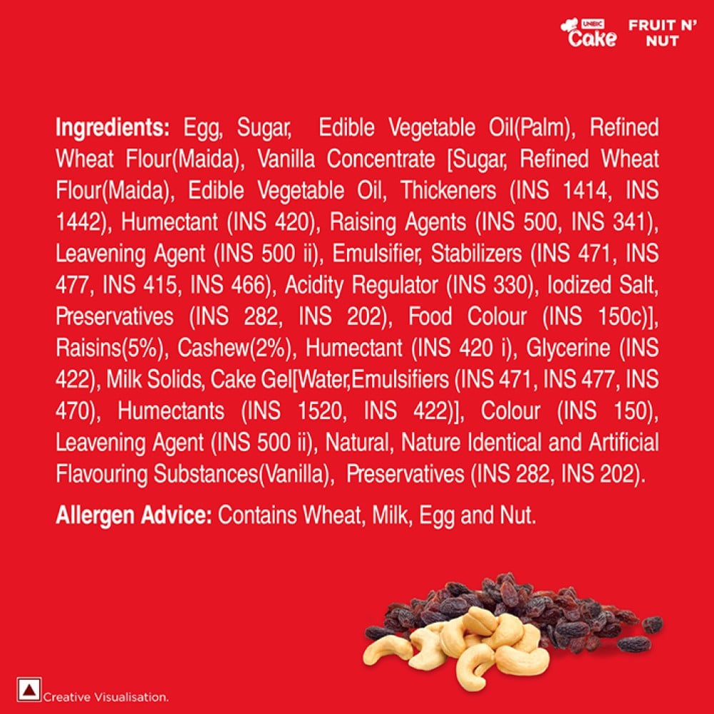 Unibic Fruit N' Nut Pound Cake : 220 g