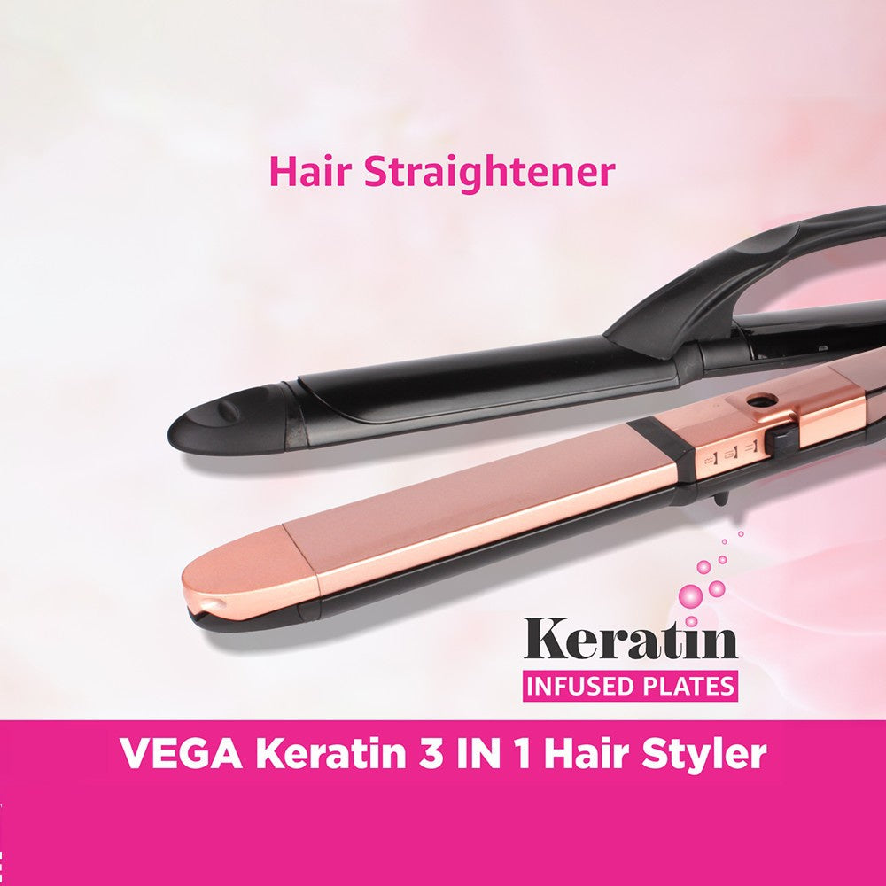 Vega 3 in 1 Keratin Hair Styler, VHSCC-03 (Rose Gold) : 1 unit