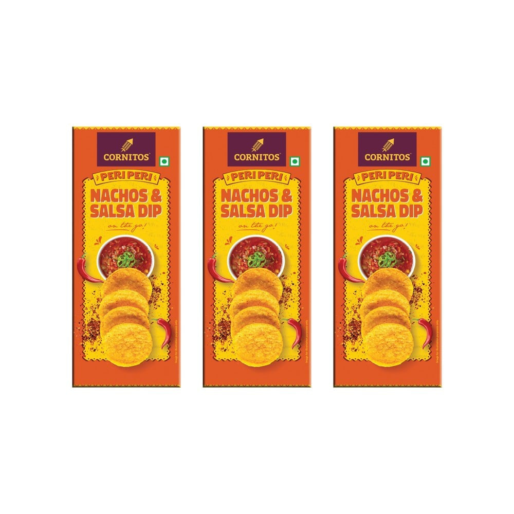 Cornitos Crisps Peri Peri Nachos & Salsa Dip - Pack of 3 : 3 x 75 g