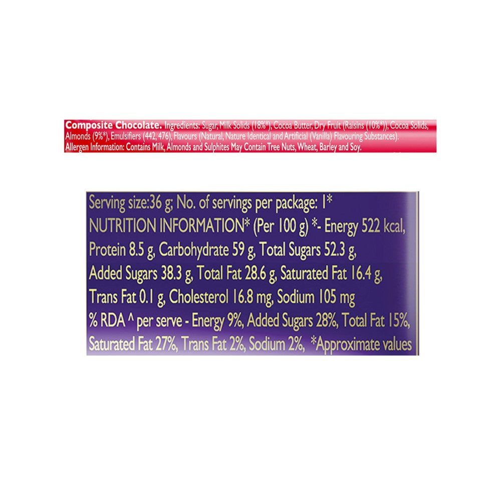 Cadbury Dairy Milk Fruit & Nut Flavoured Chocolate Bar - Pack of 3 : 3 x 36 g