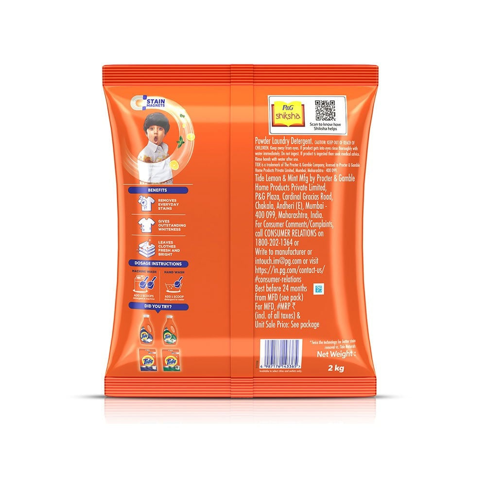 Tide Plus Detergent Powder Lemon & Mint : 2 kg