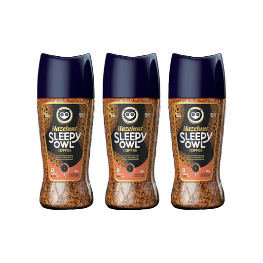 Sleepy Owl Hazelnut 100% Arabica Instant Flavoured Coffee - Pack of 3 : 3 x 100 g