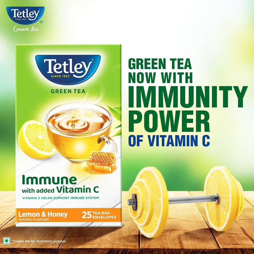 Tetley Lemon & Honey Green Tea Bags - Pack of 2 : 2 x 25 pieces