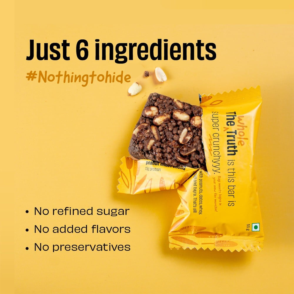 The Whole Truth Peanut Millet Cocoa Protein Bar : 55 g