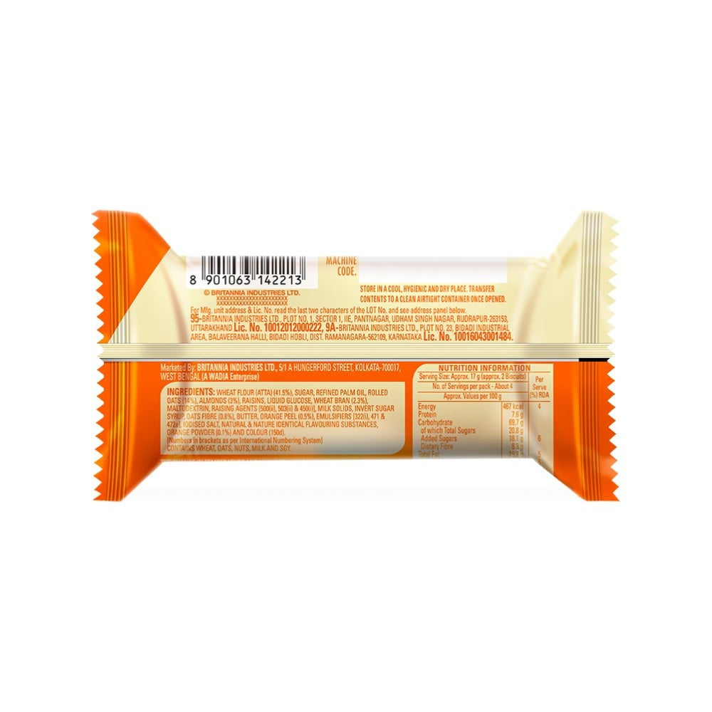 Britannia NutriChoice Oats Orange & Almond Biscuit (0% Maida) : 75 g