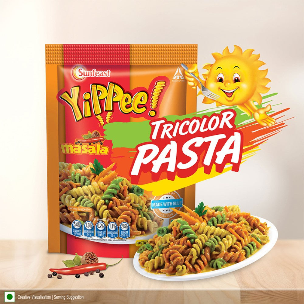Yippee Tricolor Instant Pasta - Masala - Pack of 2 : 2 x 65 g