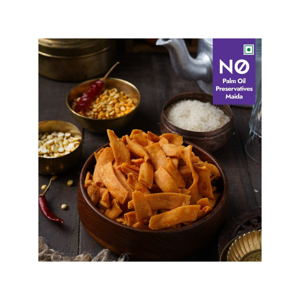 Sweet Karam Coffee Ribbon Pakoda / Murukku Namkeen, - No Palm Oil - Pack of 2 : 2 x 95 g