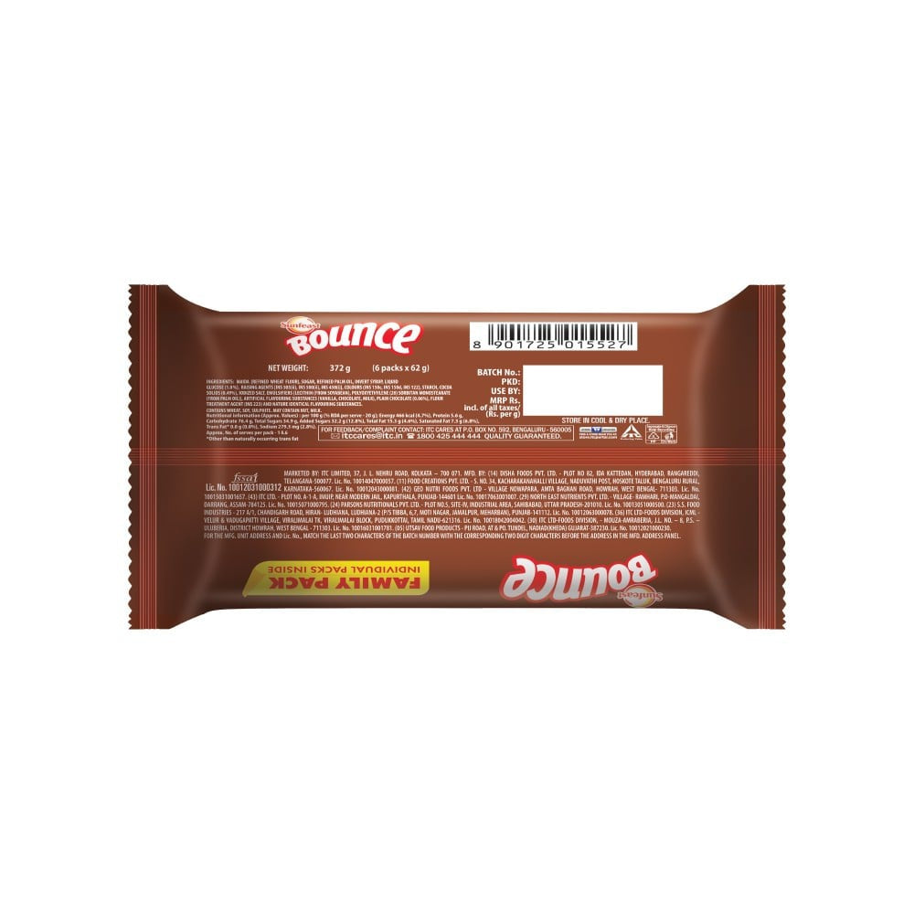 Sunfeast Bounce Choco Cream Biscuits : 372 g