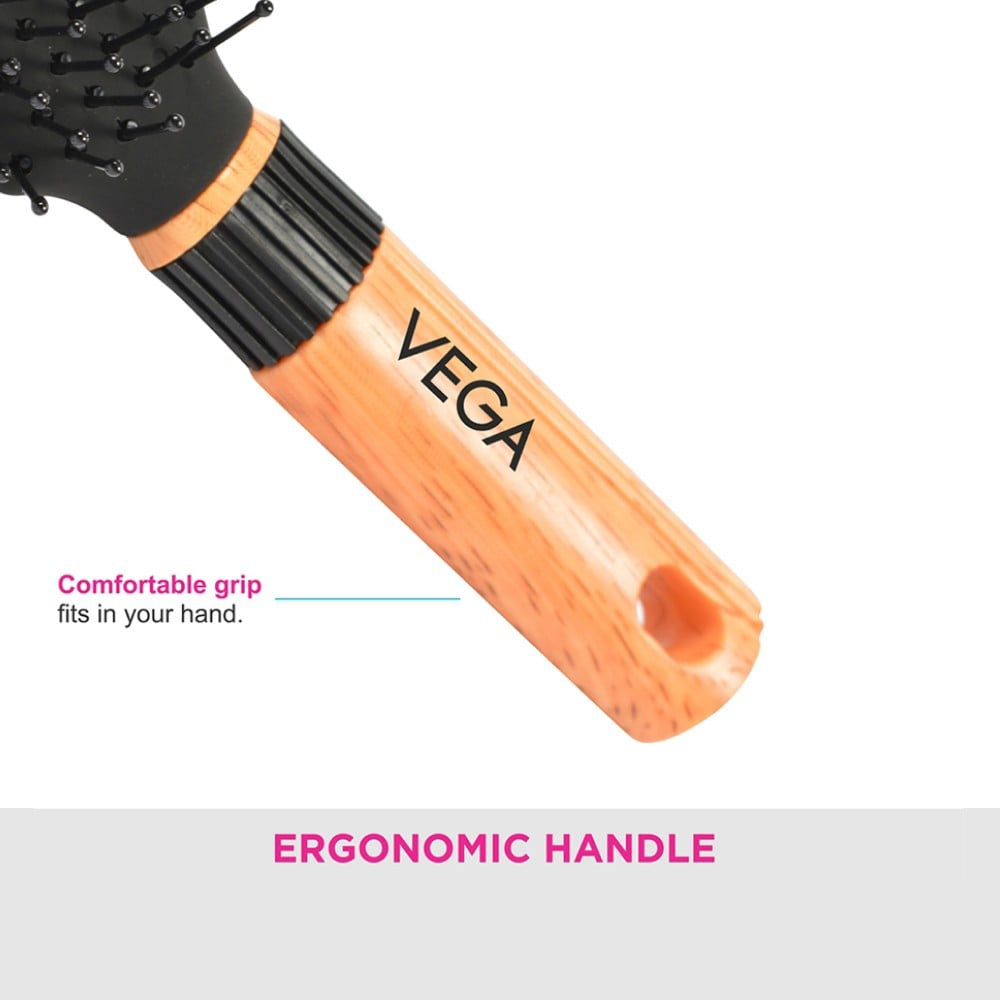 Vega Compact Hair Brush (Black, Brown) : 1 unit