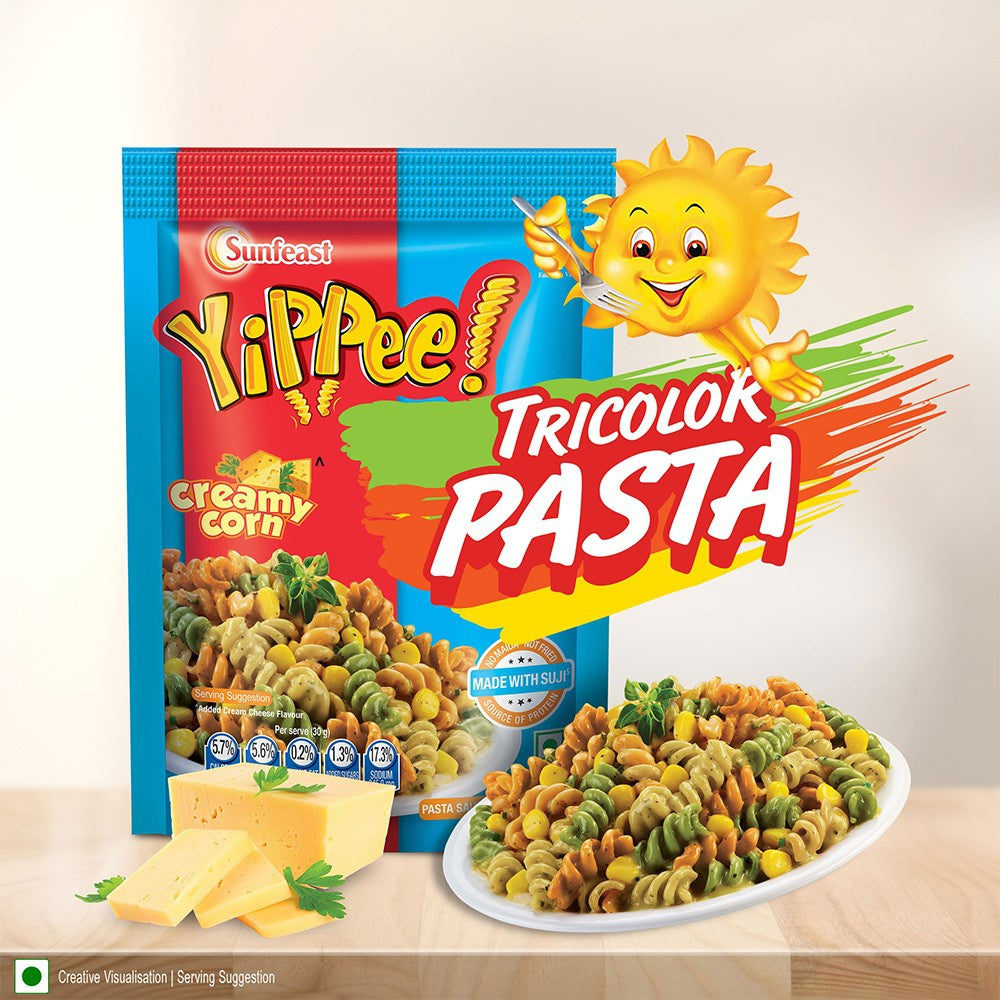 Yippee Tricolor Instant Pasta - Creamy Corn - Pack of 2 : 2 x 65 g