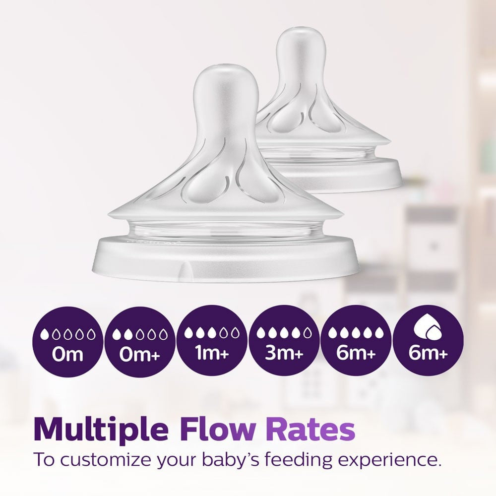 Philips Avent Natural Slow Flow Feeding Nipple 1+ Month : 1 pack (2 pieces)