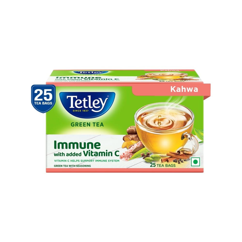 Tetley Kahwa Green Tea Bags : 1 pack (25 units)