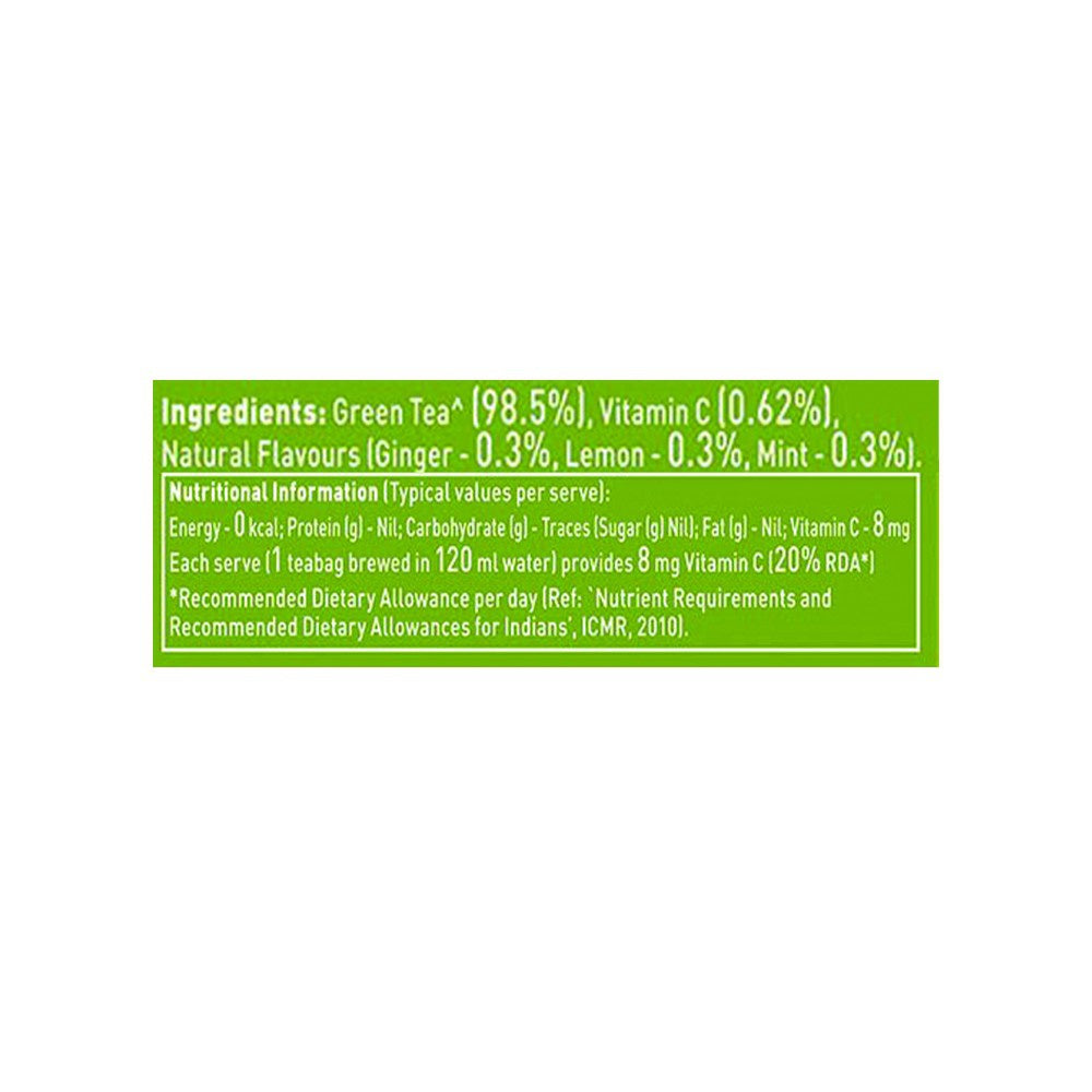 Tetley Ginger, Mint & Lemon Green Tea Bags (Immune with added Vitamin C) - Pack of 2 : 2 x 25 pieces