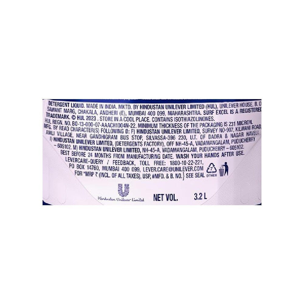 Surf Excel Front Load Liquid Detergent : 3.2 ltr