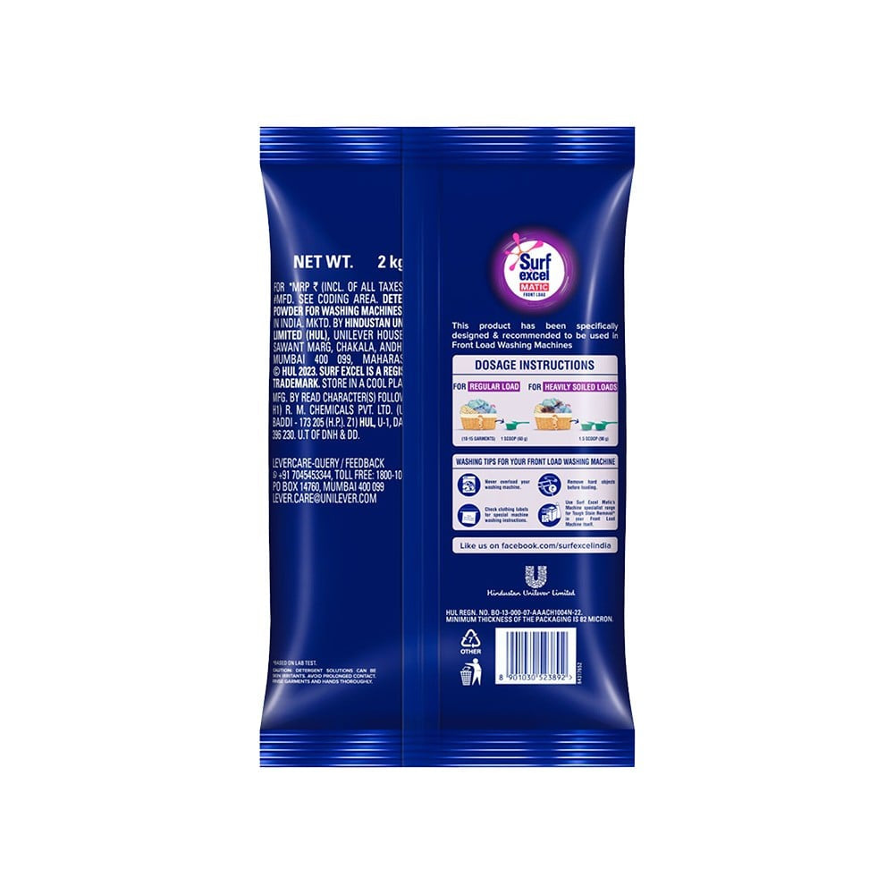 Surf Excel Front Load Detergent Powder : 2 kg