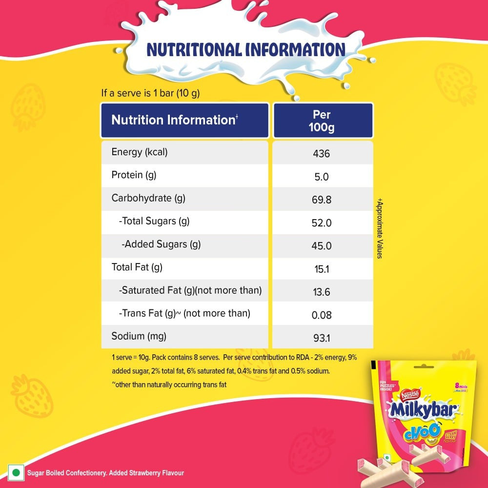 Milkybar Choo Strawberry Flavoured Treat Share Bag : 80 g