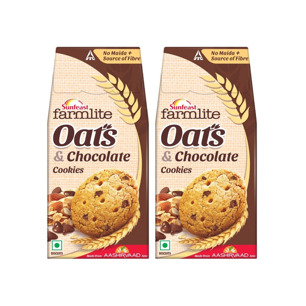 Sunfeast Farmlite Oats with Chocolate Cookies - Pack of 2 : 2 x 150 g