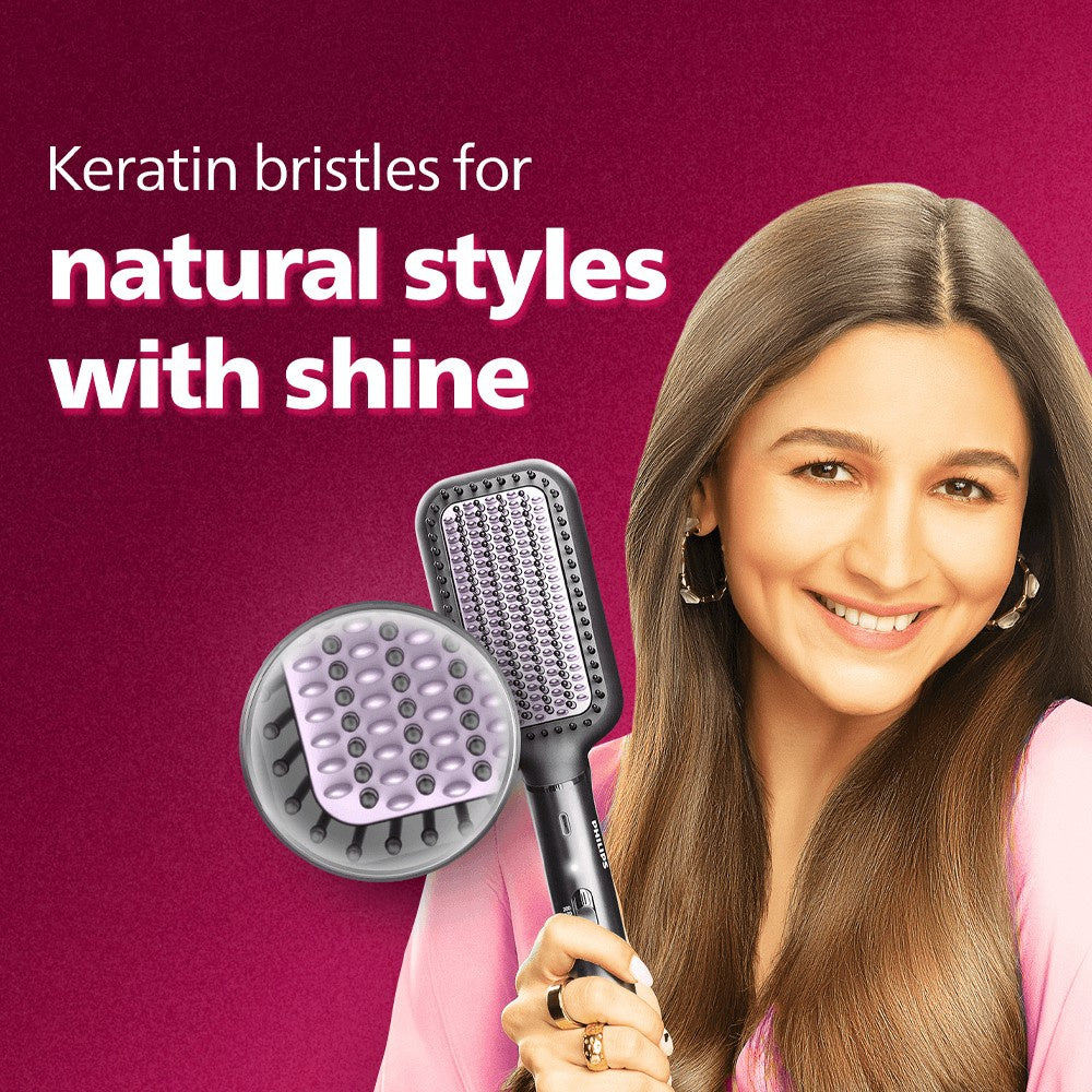 Philips BHH880/10 Hair Brush Straightener (With Keratin-Infused Bristles, Black) (Black, 50W) : 1 piece