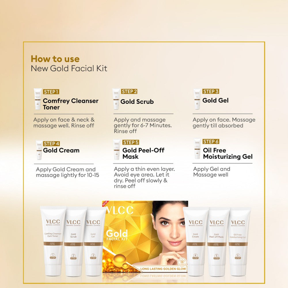 VLCC Gold Facial Kit + Manicure & Pedicure Kit Combo : 60 g + 150 g + 60 ml