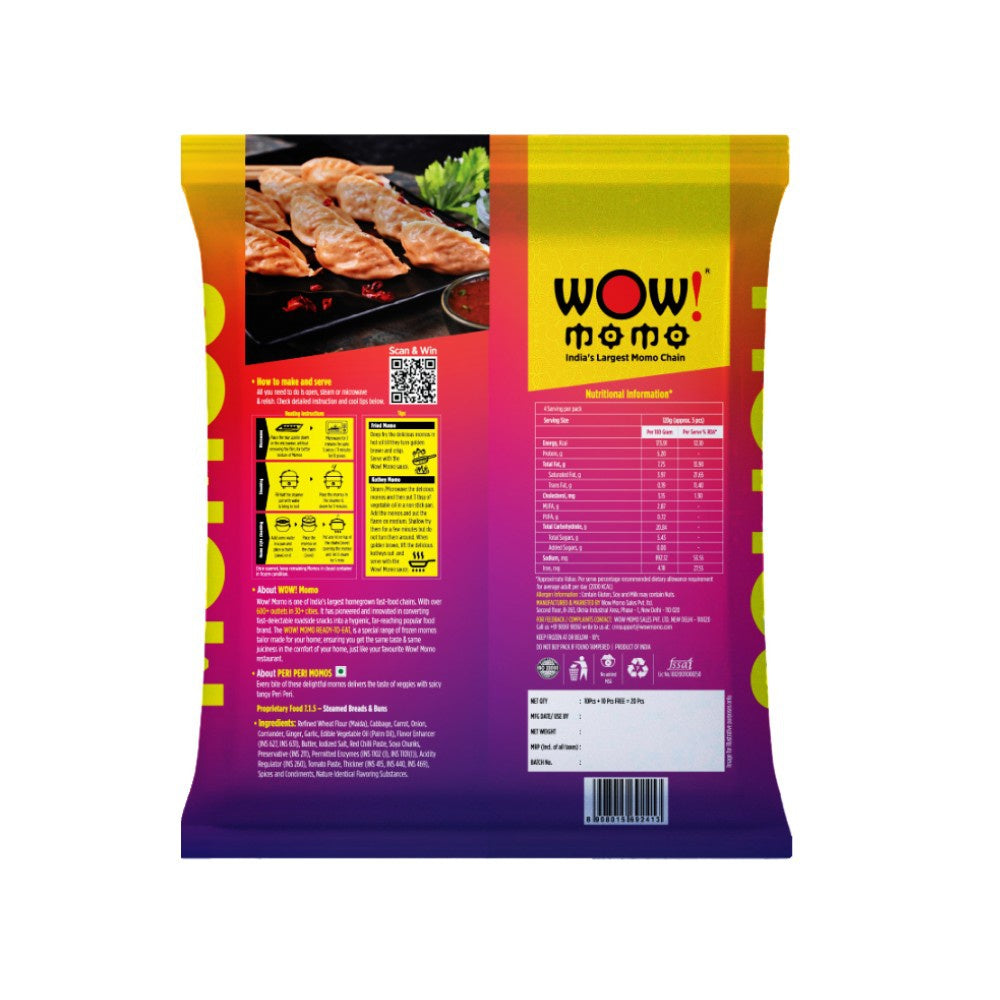Wow! Momo Peri Peri Momos - Buy 1 Get 1 Free : 480 g (2 x 10 pieces)