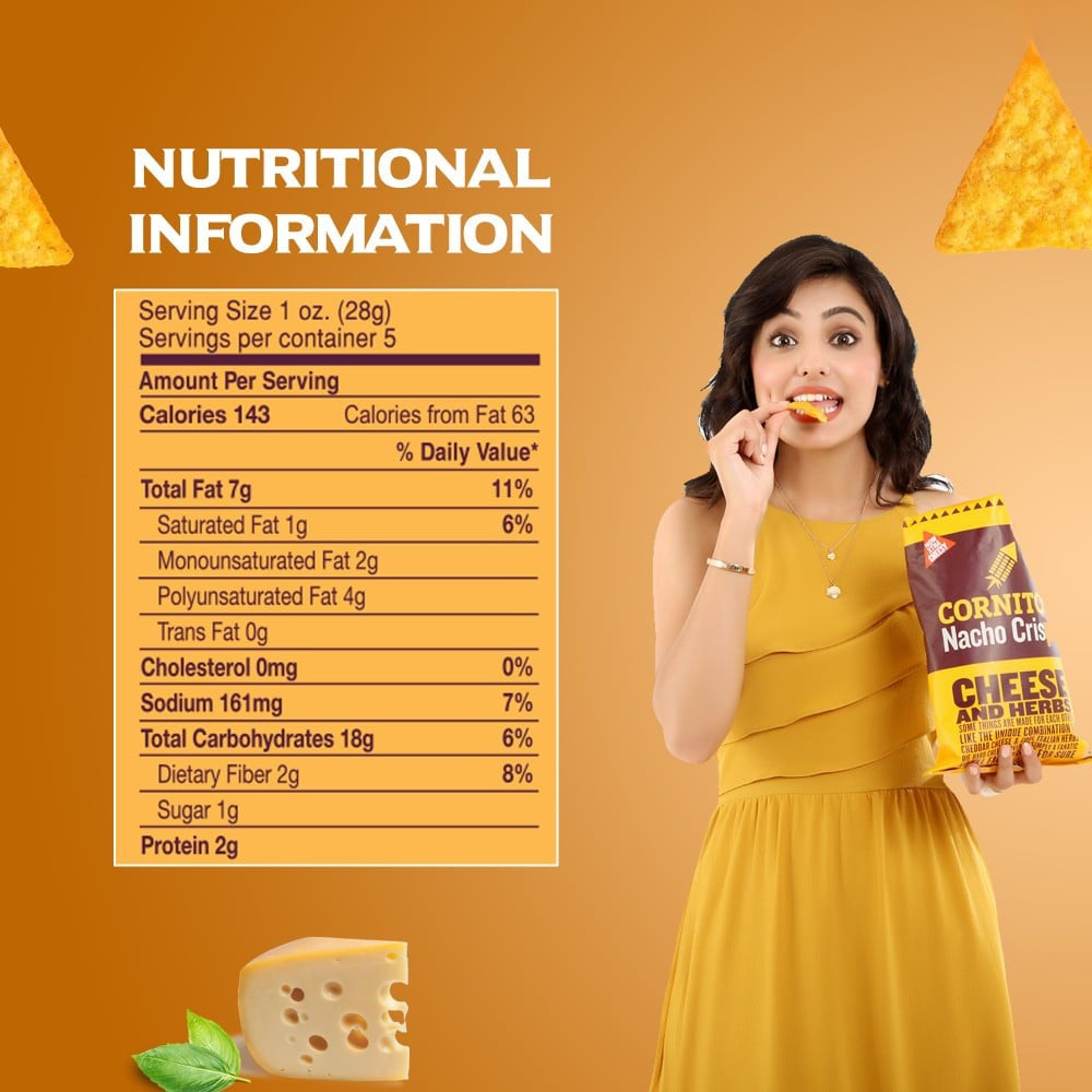 Cornitos Cheese & Herbs Nachos - Pack of 3 : 3 x 150 g